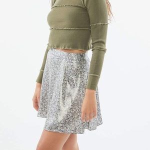 UO Tinsley Metallic Floral Mink Skirt
